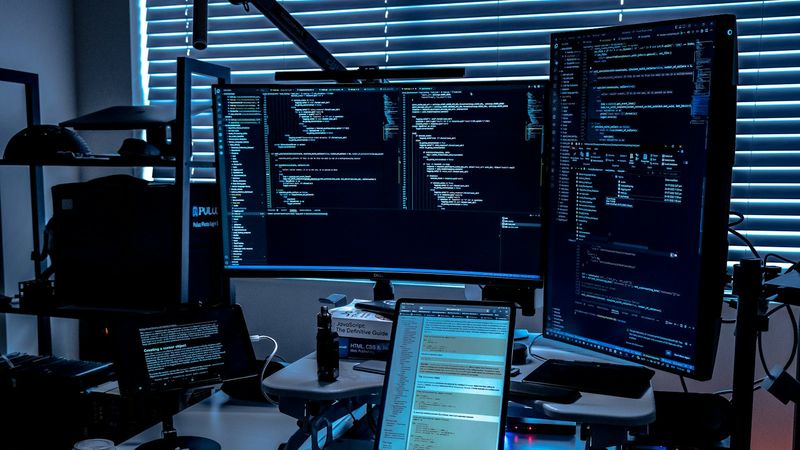Security workstation with multiple monitors of code